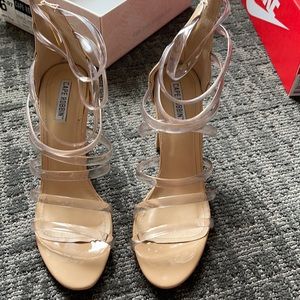 Clear strappy heels
